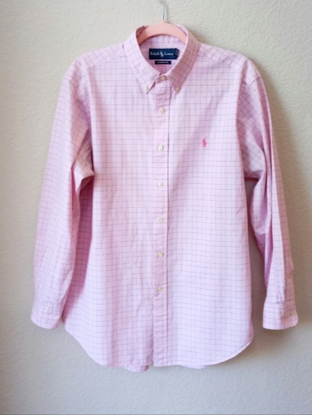 Ralph Lauren Pink Windowpane Button-Down Shirt